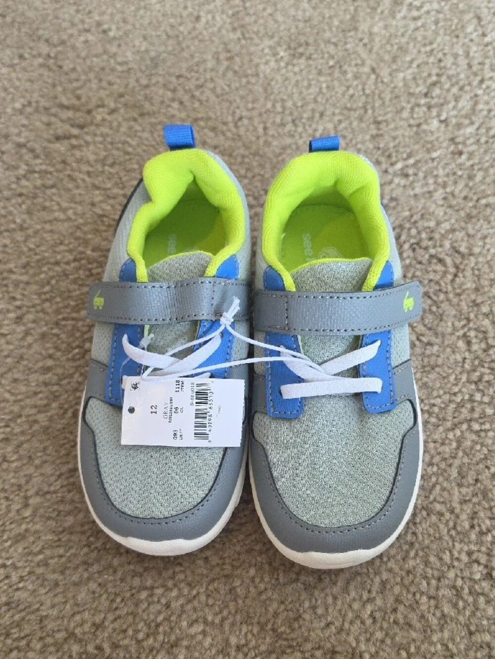 See Kai Run Basics Toddler Tenny Sneakers - Gray and Neon Green Size 12C